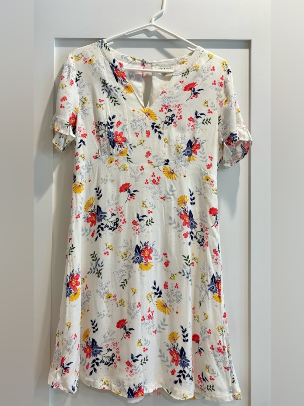 Like New, Lucky Brand, White Floral, Short-Sleeve Dress